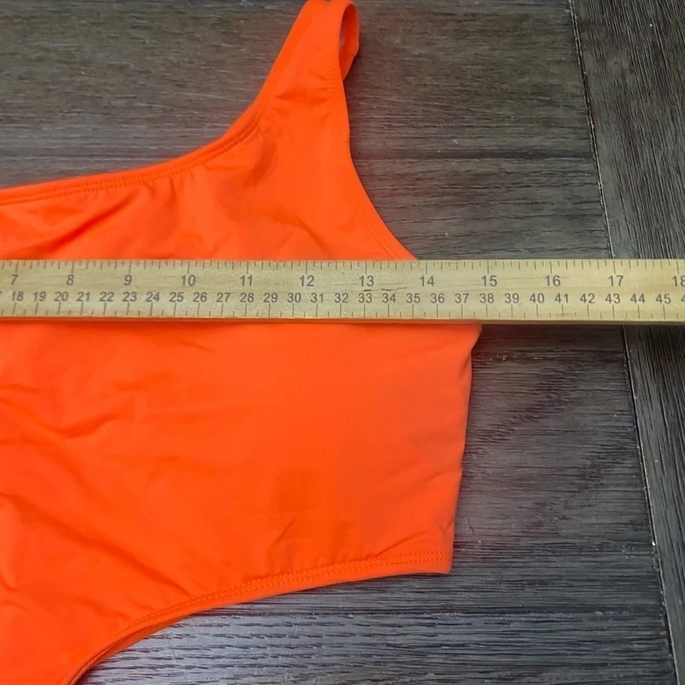 Women's One-Pieces Plain Sexy Swimsuit Asymmetrical Neck Orange XL